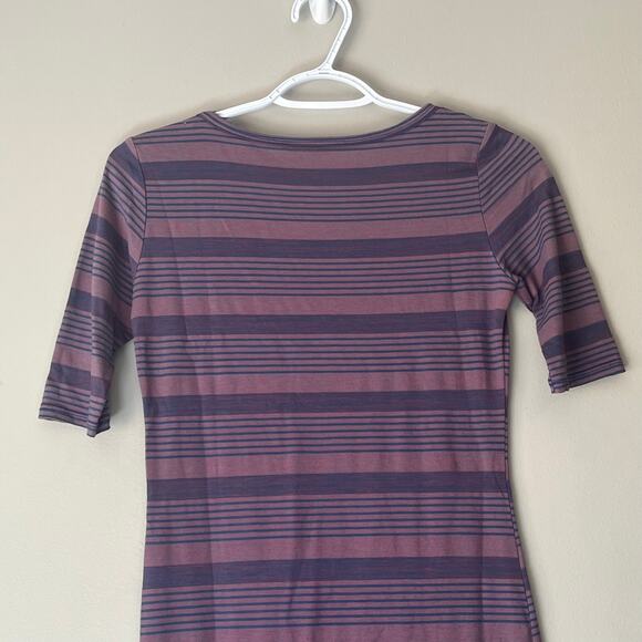 LuLaRoe Purple & Blue 1/4 Sleeve Striped Fitted Dress Size XXS - Picture 6 of 11